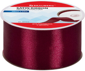 Лента атласная ширина 38 мм, длина 23 м, бордовая, BRAUBERG, 591515