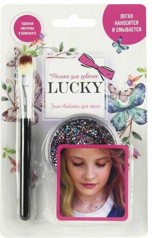 Косметика детская Гель-блестки для тела/лица "Микс", 25 мл, с кисточкой, блистер, LUKKY, Т11927
