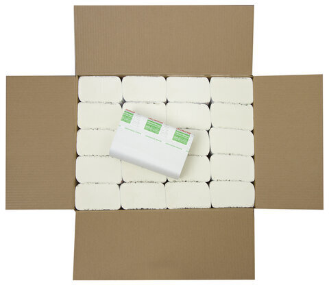 Полотенца бумажные 200 шт., LAIMA (H2) ADVANCED WHITE, 2-слойные, белые, КОМПЛЕКТ 20 пачек, 24х21,5, Z-сложение, 111338