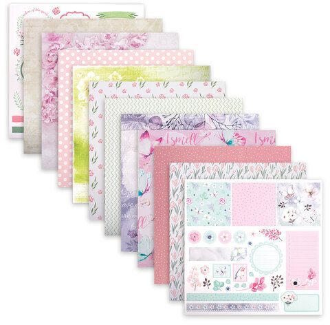 Бумага для скрапбукинга 30х30 см "Нежность природы", двусторонняя, 12 листов, 12 дизайнов, 180 г/м2, ОСТРОВ СОКРОВИЩ, 662771