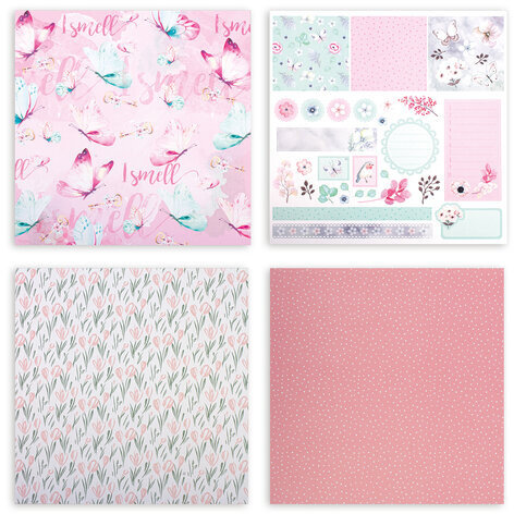 Бумага для скрапбукинга 30х30 см "Нежность природы", двусторонняя, 12 листов, 12 дизайнов, 180 г/м2, ОСТРОВ СОКРОВИЩ, 662771