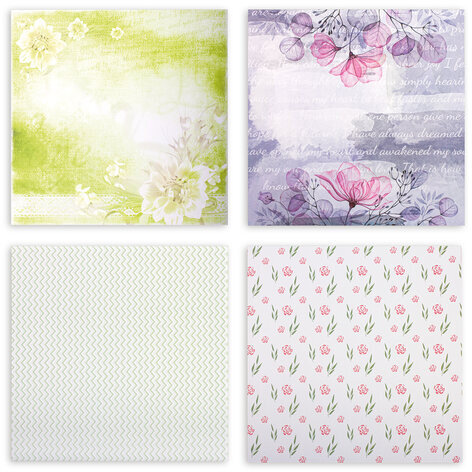 Бумага для скрапбукинга 30х30 см "Нежность природы", двусторонняя, 12 листов, 12 дизайнов, 180 г/м2, ОСТРОВ СОКРОВИЩ, 662771