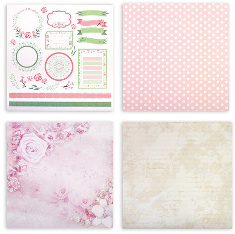 Бумага для скрапбукинга 30х30 см "Нежность природы", двусторонняя, 12 листов, 12 дизайнов, 180 г/м2, ОСТРОВ СОКРОВИЩ, 662771