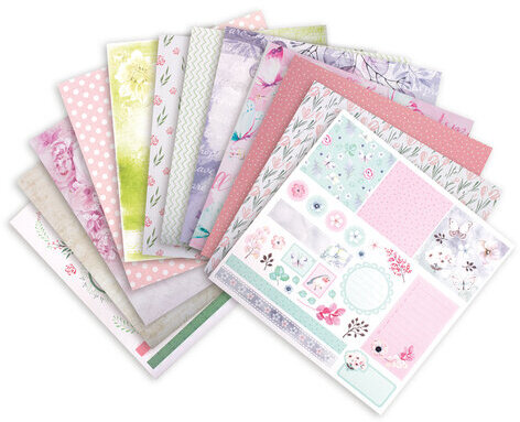 Бумага для скрапбукинга 30х30 см "Нежность природы", двусторонняя, 12 листов, 12 дизайнов, 180 г/м2, ОСТРОВ СОКРОВИЩ, 662771