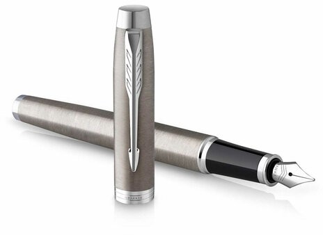 Набор PARKER "IM Stainless Steel CT": шариковая ручка синяя и перьевая ручка синяя, 2183058