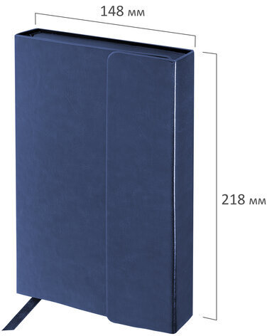 Ежедневник недатированный А5 (148х218 мм) GALANT "Magnetic", кожзам, магнитный клапан, 160 л., синий, 111879