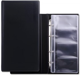 Визитница на 4-х кольцах BRAUBERG, четырехрядная, на 160 визиток, черная, 231825