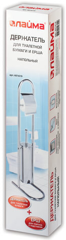 Держатель для бытовой туалетной бумаги и ерш LAIMA, НАПОЛЬНЫЙ, нержавеющая сталь, зеркальный, 601619