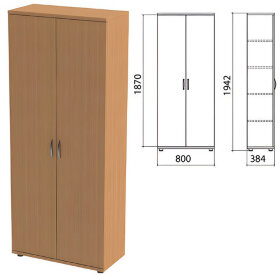 Шкаф закрытый &quot;Этюд&quot;, 800х384х1942 мм, цвет бук бавария (КОМПЛЕКТ)