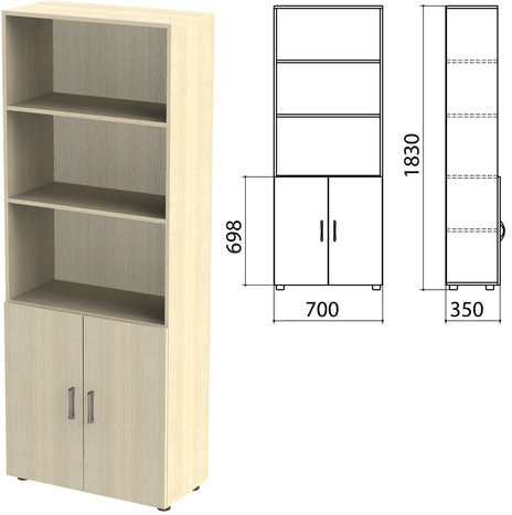Шкаф полузакрытый "Канц", 700х350х1830 мм, цвет дуб молочный (КОМПЛЕКТ)