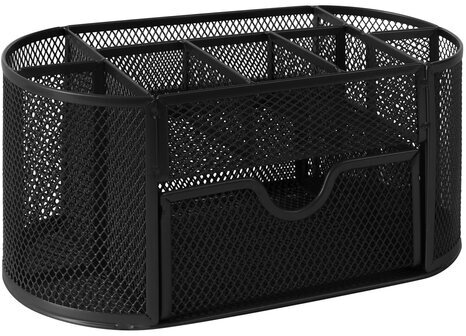 Подставка-органайзер металлическая BRAUBERG "Germanium", 9 секций, 105х220х110 мм, черная, 237418