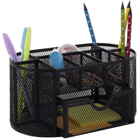 Подставка-органайзер металлическая BRAUBERG "Germanium", 9 секций, 105х220х110 мм, черная, 237418