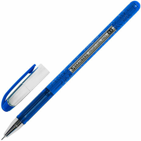 Ручка гелевая BRAUBERG "Profi-Gel PRO", СИНЯЯ, линия письма 0,4 мм, игольчатый наконечник 0,5 мм, печать на корпусе, 144125