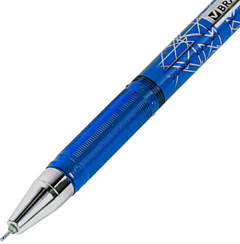Ручка гелевая BRAUBERG "Profi-Gel PRO", СИНЯЯ, линия письма 0,4 мм, игольчатый наконечник 0,5 мм, печать на корпусе, 144125