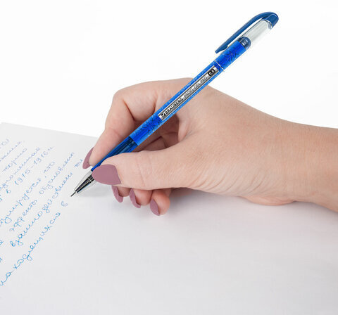 Ручка гелевая BRAUBERG "Profi-Gel PRO", СИНЯЯ, линия письма 0,4 мм, игольчатый наконечник 0,5 мм, печать на корпусе, 144125