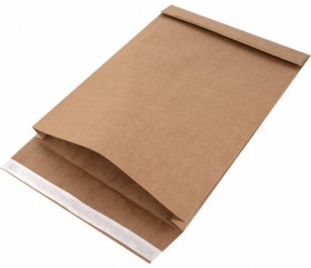 Конверт-пакет В4 объемный (250х353х40 мм), до 300 листов, крафт-бумага, отрывная полоса, 391157