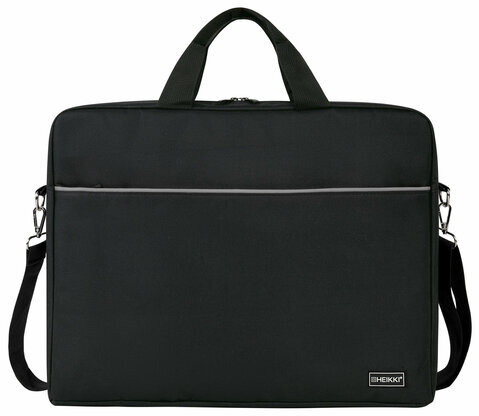 Сумка портфель HEIKKI MAXIMUM (ХЕЙКИ) с отд. для ноутбука 17,3", черный с сер. встав, 34х44х6 см, 272590