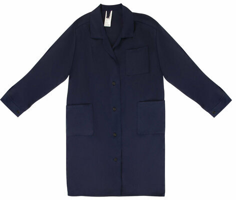 Халат технолога женский синий, смесовая ткань, размер 52-54, рост 170-176, плотность ткани 200 г/м2, 610783