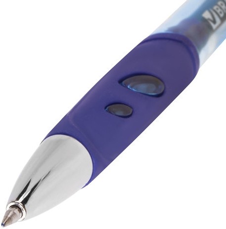 Ручка гелевая автоматическая с грипом BRAUBERG "Officer", СИНЯЯ, корпус тонированный синий, узел 0,5 мм, линия письма 0,35 мм, 141056