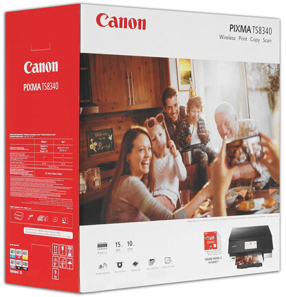 МФУ струйное CANON PIXMA TS8340 "3 в 1" А4, 15 изобр./мин, 4800х1200, ДУПЛЕКС, Wi-Fi, печать без полей, 3775C007