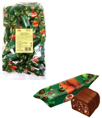 Конфеты шоколадные БАБАЕВСКИЙ "Белочка", 1000 г, пакет, ББ11385