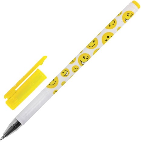 Ручка шариковая BRAUBERG "Смайлики", СИНЯЯ, корпус с печатью, узел 0,7 мм, линия письма 0,35 мм, 141534