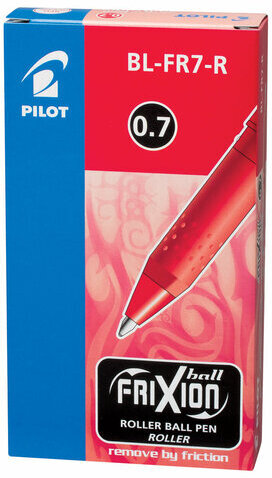 Ручка стираемая гелевая с грипом PILOT "Frixion", КРАСНАЯ, корпус красный, узел 0,7 мм, линия письма 0,35 мм, BL-FR-7