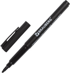 Маркер перманентный (нестираемый) BRAUBERG &quot;CLASSICLine&quot;, ЧЕРНЫЙ, корпус тонкий, наконечник 1 мм, 150296