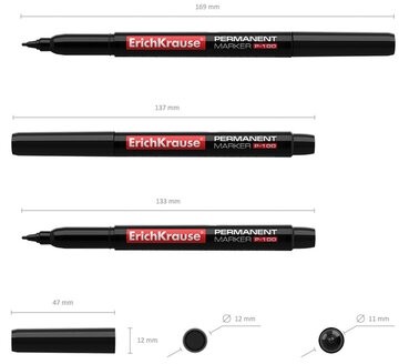 Маркер перманентный (нестираемый) ERICH KRAUSE "P-100", ЧЕРНЫЙ, круглый наконечник, 0,5-1,2 мм, 12841