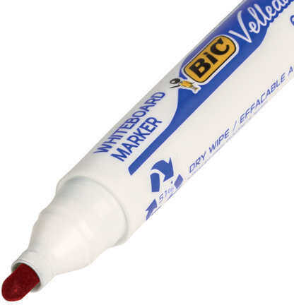 Маркер стираемый для белой доски КРАСНЫЙ, BIC "Velleda", 1,4-5 мм, эргономичный корпус, 904939