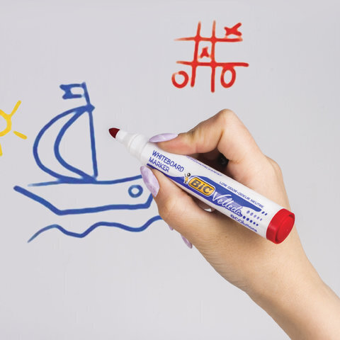 Маркер стираемый для белой доски КРАСНЫЙ, BIC "Velleda", 1,4-5 мм, эргономичный корпус, 904939
