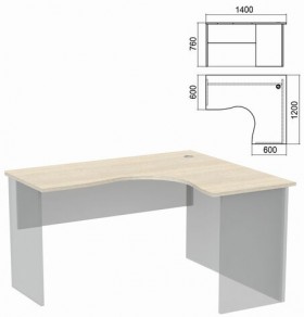 Стол компактный ЧАСТЬ 1 "Арго", 1400х1200х760 мм, правый, ясень шимо