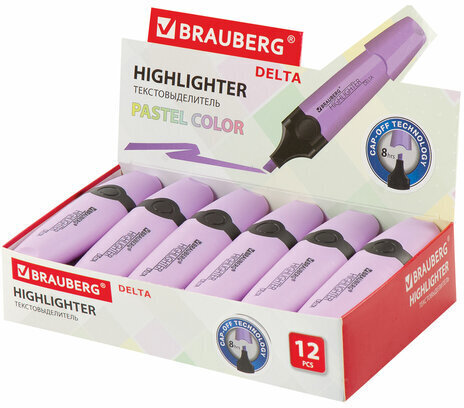 Текстовыделитель BRAUBERG "DELTA PASTEL", ЛАВАНДОВЫЙ, линия 1-5 мм, 151733