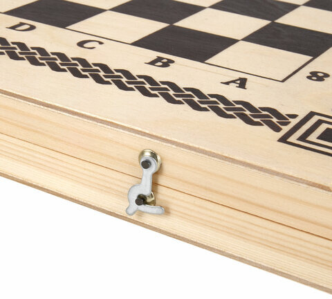 Шахматы, шашки, нарды 3 в 1 деревянные, лакированные, глянцевые, доска 40х40 см, ЗОЛОТАЯ СКАЗКА, 665364