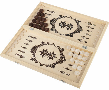 Шахматы, шашки, нарды 3 в 1 деревянные, лакированные, глянцевые, доска 40х40 см, ЗОЛОТАЯ СКАЗКА, 665364