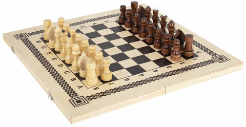 Шахматы, шашки, нарды 3 в 1 деревянные, лакированные, глянцевые, доска 40х40 см, ЗОЛОТАЯ СКАЗКА, 665364