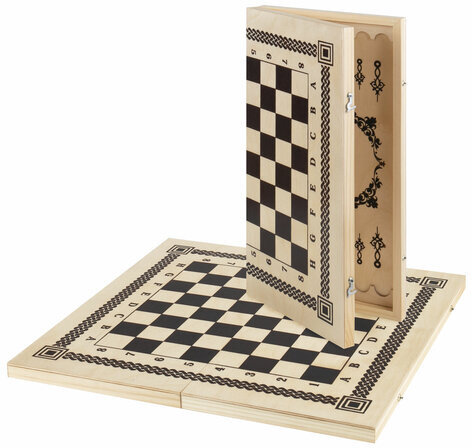 Шахматы, шашки, нарды 3 в 1 деревянные, лакированные, глянцевые, доска 40х40 см, ЗОЛОТАЯ СКАЗКА, 665364