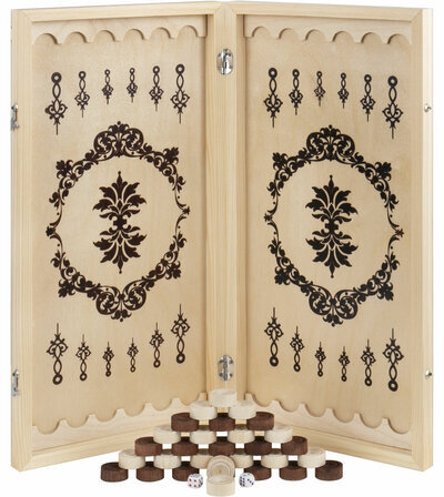 Шахматы, шашки, нарды 3 в 1 деревянные, лакированные, глянцевые, доска 40х40 см, ЗОЛОТАЯ СКАЗКА, 665364