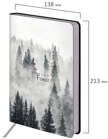 Ежедневник датированный 2025 А5 138x213 мм BRAUBERG "Vista", под кожу гибкий, "Туман", 115868