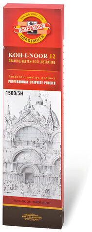 Карандаш чернографитный KOH-I-NOOR 1500, 1 шт., 5H, корпус желтый, заточенный, 150005H01170