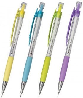 Карандаш механический 0,5 мм, BRAUBERG "Elegant", резиновый грип, корпус ассорти, 181417