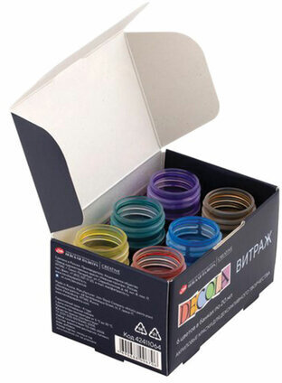 Краски акриловые для витража "Декола", 6 цветов по 20 мл, в банках, 42411064