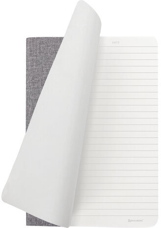 Тетрадь 48 л. в линию обложка кожзам под рогожку, сшивка, A5 (147х210мм), СЕРЫЙ, BRAUBERG HARMONY, 403836