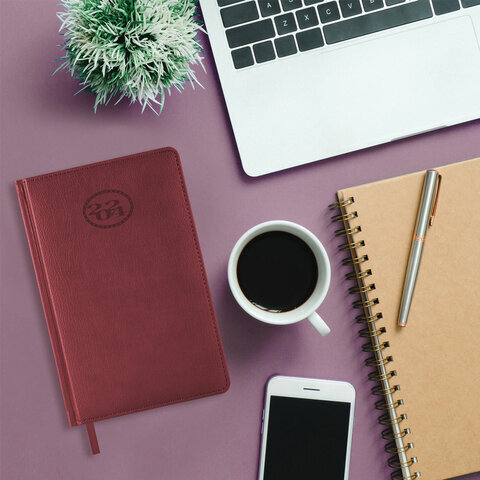 Ежедневник датированный 2024 А5 138x213 мм, BRAUBERG "Favorite", под кожу, бордовый, 114822