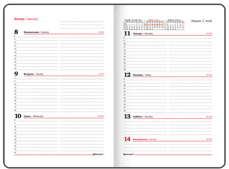 Еженедельник датированный 2024 А5 145х215 мм BRAUBERG "Iguana", под кожу, темно-фиолетовый, 115025