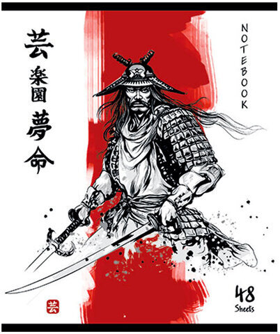 Тетрадь А5 48 л., ПЗБМ, скоба, клетка, TWIN-лак, "Самурай", (5 видов), 24109