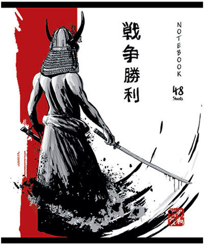 Тетрадь А5 48 л., ПЗБМ, скоба, клетка, TWIN-лак, "Самурай", (5 видов), 24109