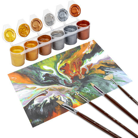 Краски акриловые МЕТАЛЛИК для рисования и хобби ОСТРОВ СОКРОВИЩ 6 цветов по 25 мл, 191691