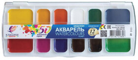 Краски акварельные с увеличенными кюветами ЛУЧ &quot;Классика Юбилейная&quot;, 12 цветов, медовые, 30С 1928-08