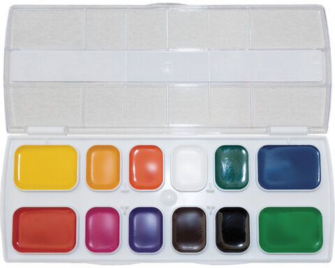 Краски акварельные с увеличенными кюветами ЛУЧ "Классика Юбилейная", 12 цветов, медовые, 30С 1928-08